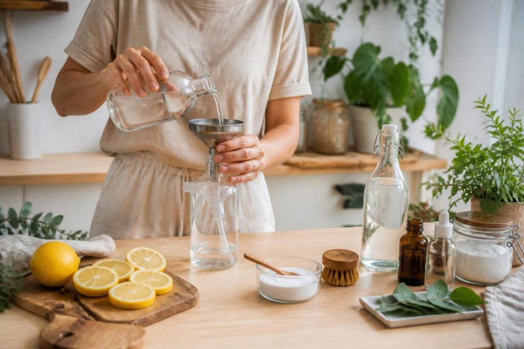 apprenez à fabriquer facilement vos propres produits d'entretien écologiques, sûrs pour la santé et respectueux de l'environnement, avec des ingrédients naturels et économiques.