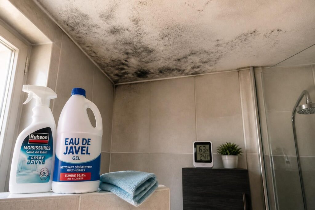 Moisissure plafond salle de bain : causes, produits efficaces et solutions durables